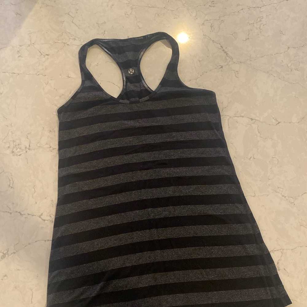 Black striped lululemon racer back tank